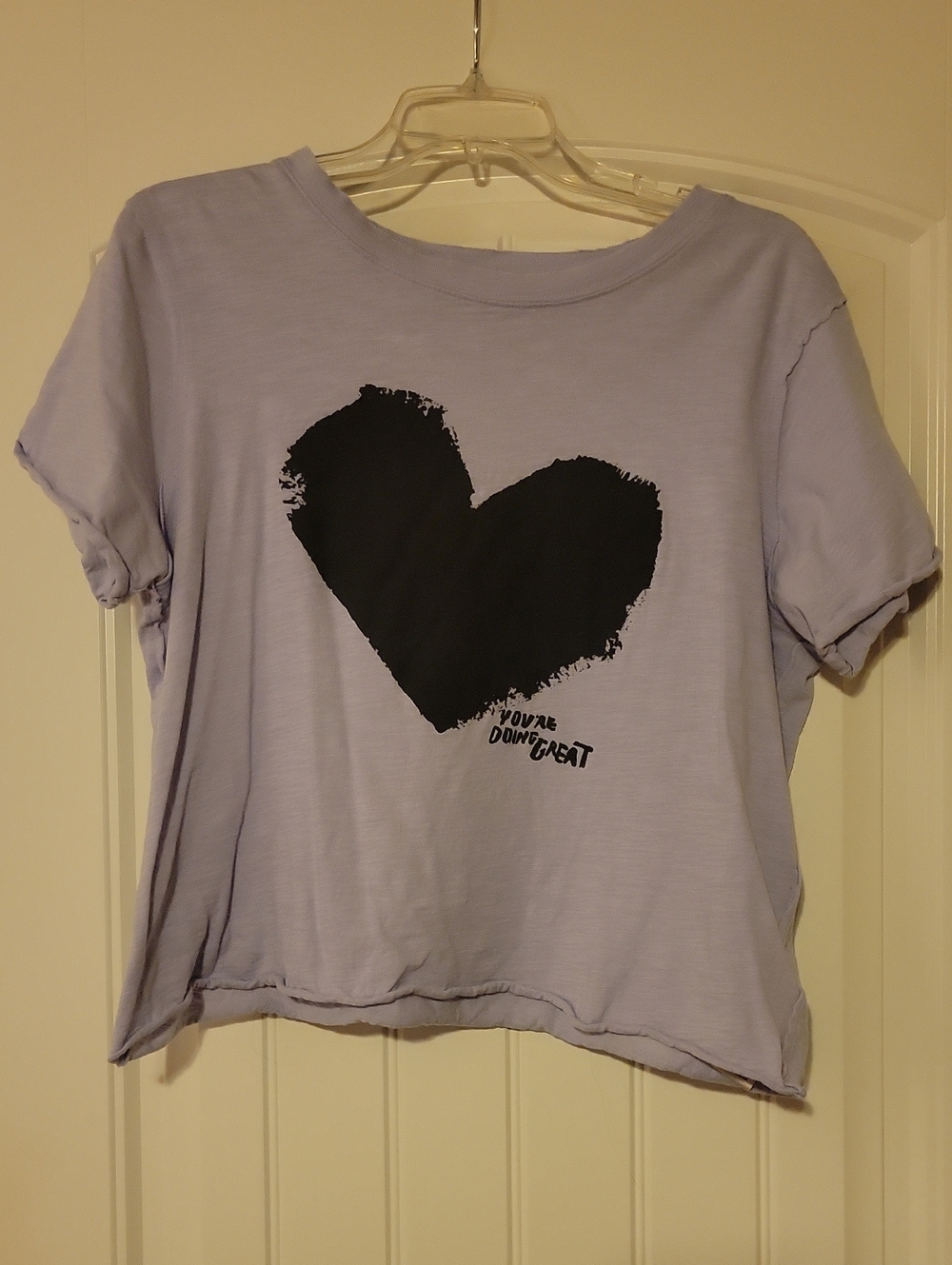 Maeve Lilac Heart Graphic Boxy Crop Tee - Size Med Great Condition